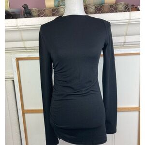 Modern Citizen side ruched body con Long Sleeve Top asymmetrical neck NWOT